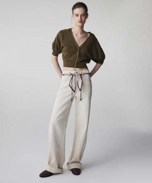 İPEKYOL Fular Kemerli Wide Leg Jean Pantolon IS1260018020