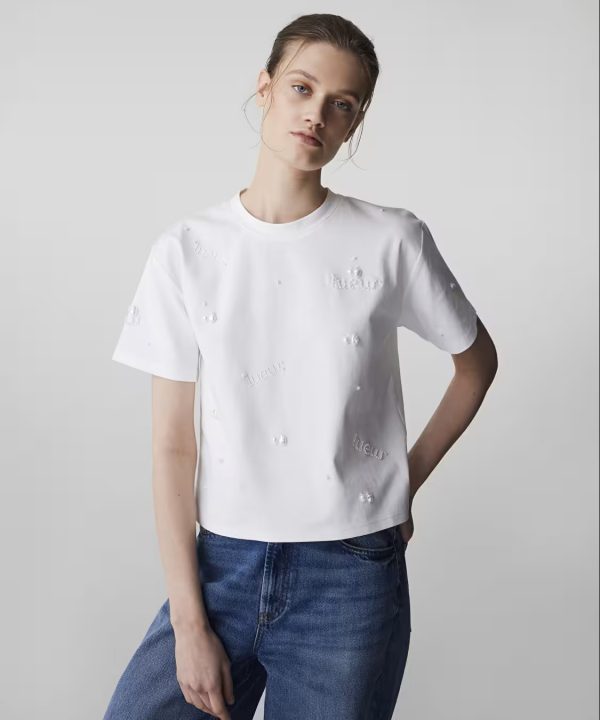 İPEKYOL Karma İnci Aksesuarlı Tişört IS1260070060