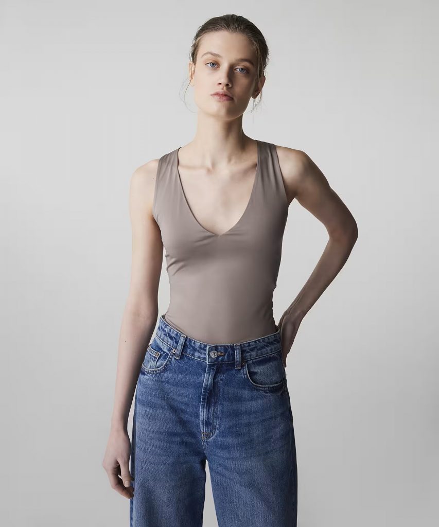 İPEKYOL V Yaka Basic T-Shirt IS1260070100 - VİZON