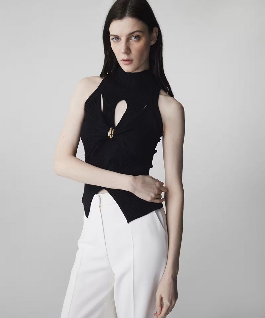 İPEKYOL Metal aksesuarlı cutout triko IS1260050033