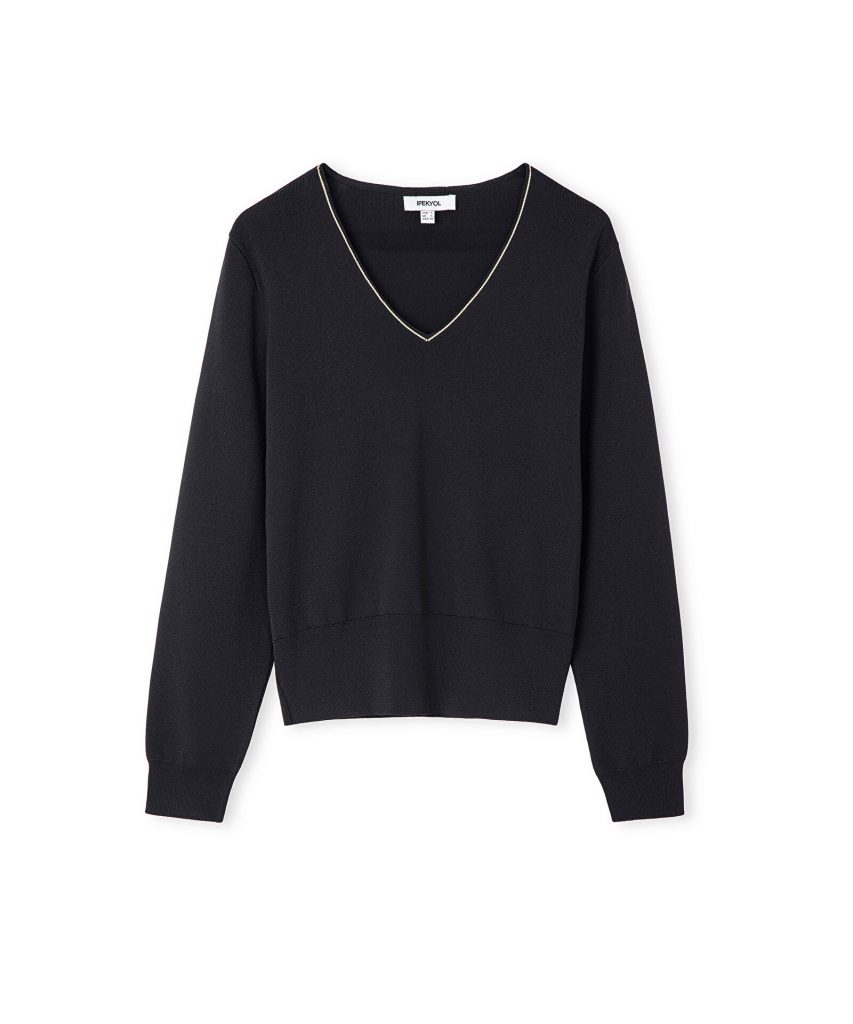 İPEKYOL Strass Taş Şeritli Triko IS1260050073 - Siyah