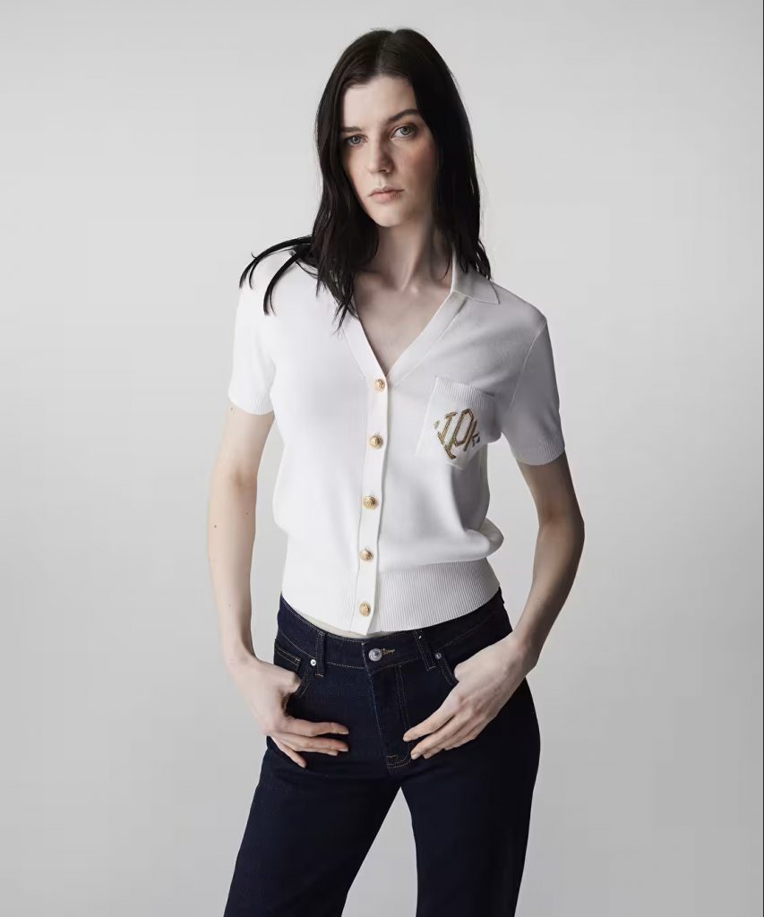 İPEKYOL Monogram Nakışlı Triko Bluz IS1260050079 - KIR.BEYAZ