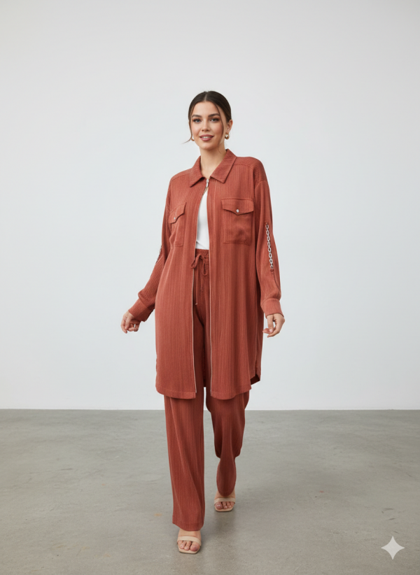 KAYRA Kolu Zincir Detaylı Pantolonlu Takım  76012