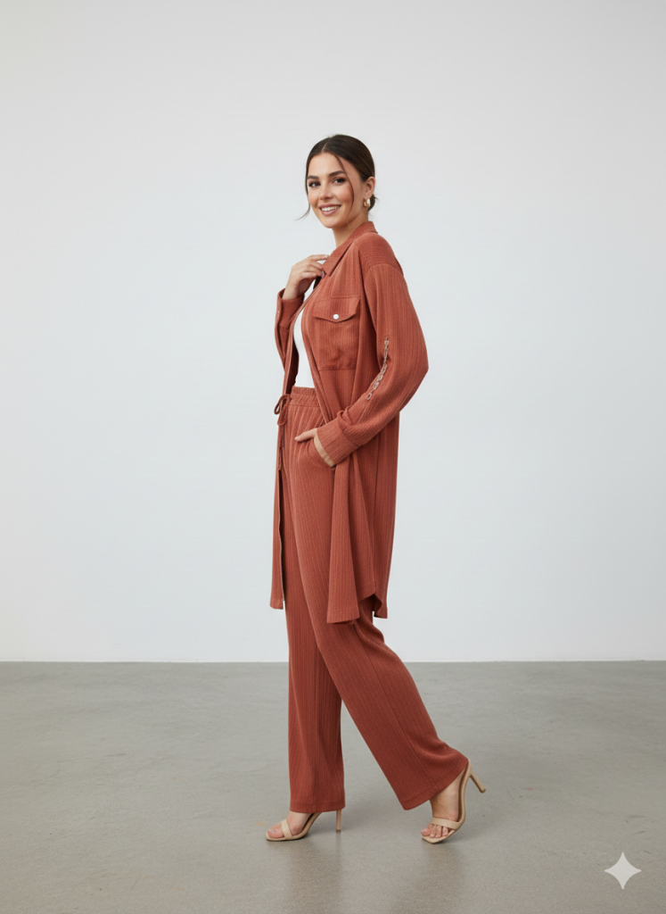 KAYRA Kolu Zincir Detaylı Pantolonlu Takım  76012