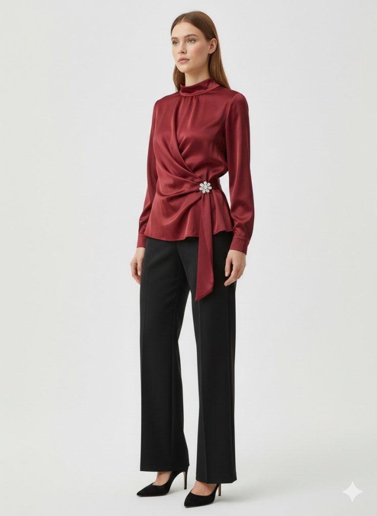 KAYRA Önü Tokalı Gömlek 10025 - visne