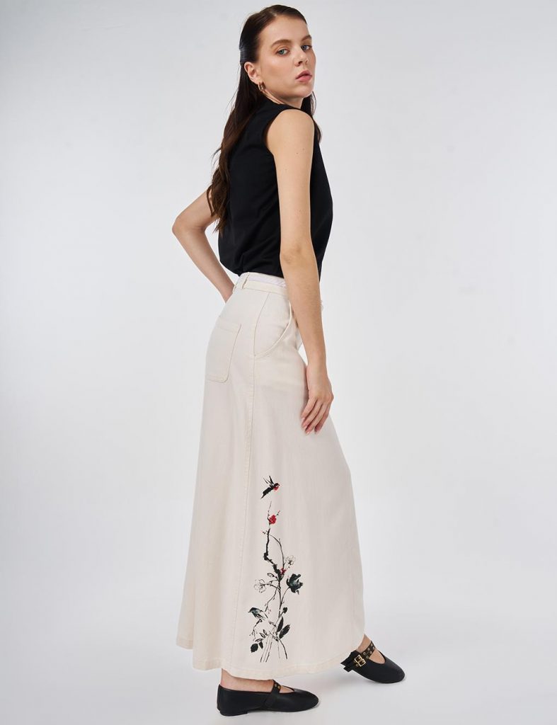 KAYRA Kemer Detaylı Non Denim Etek 12023