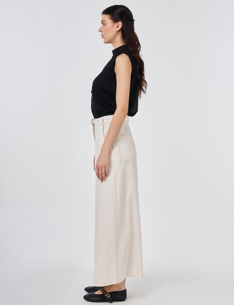 KAYRA Kemer Detaylı Non Denim Etek 12023