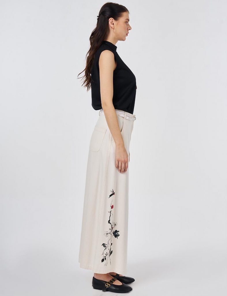 KAYRA Kemer Detaylı Non Denim Etek 12023