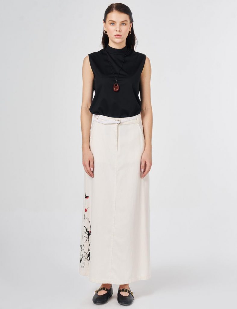 KAYRA Kemer Detaylı Non Denim Etek 12023