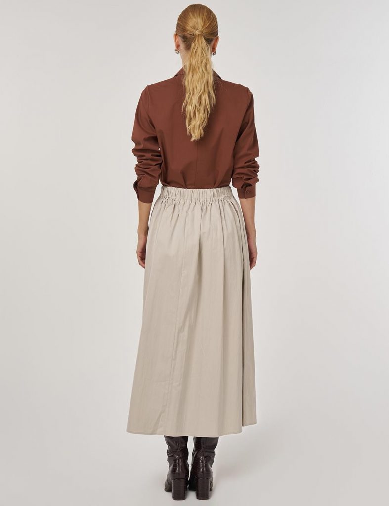 KAYRA Cep Detaylı Çan Etek Bej 12040