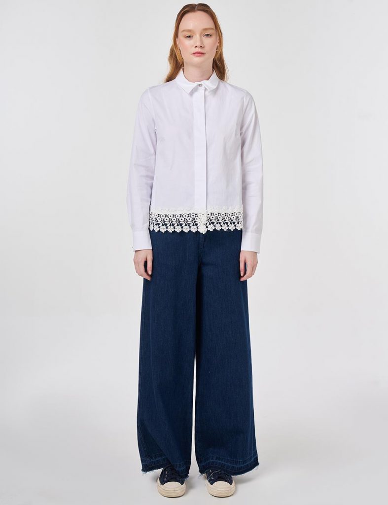 KAYRA Dantel Garnili Pamuklu Bluz 11034 - Beyaz