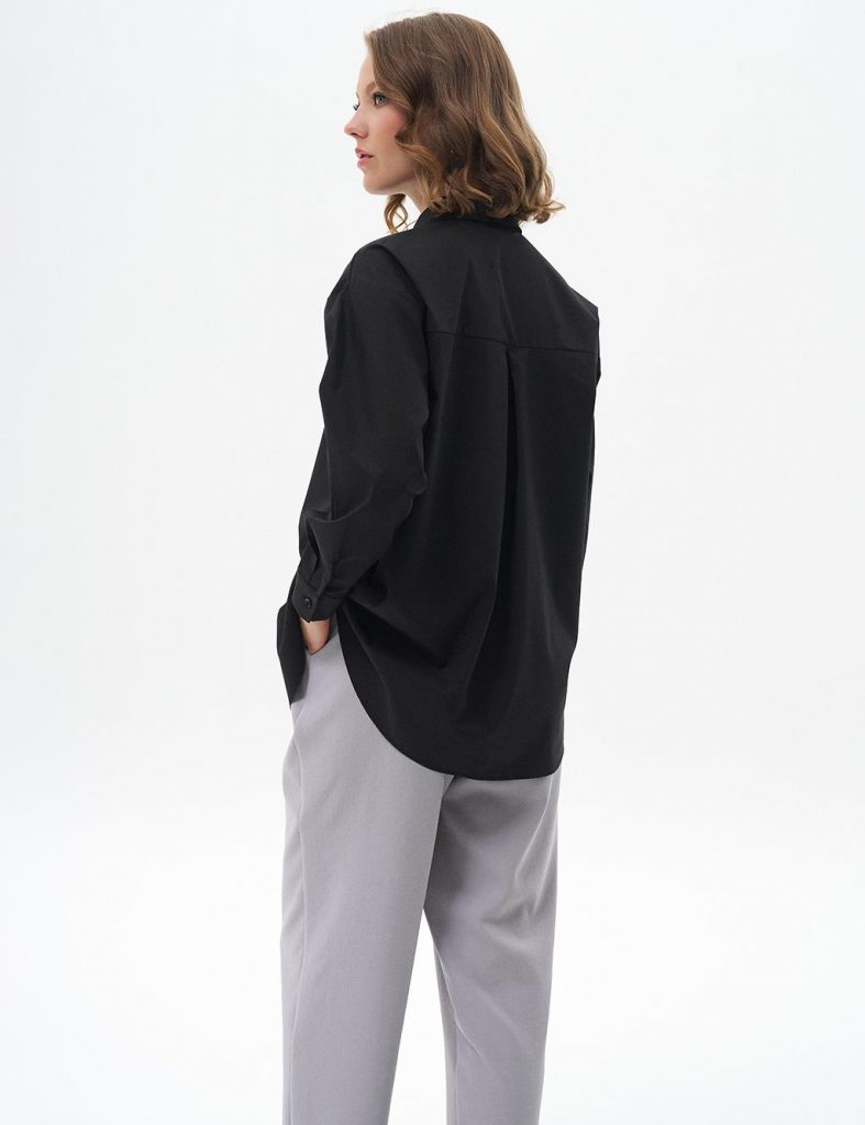 KAYRA Düğmeli Poplin Gömlek  11503 - Siyah