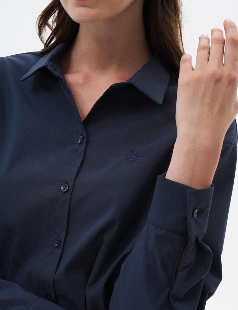 KAYRA Düğmeli Poplin Gömlek  11503 - Lacivert