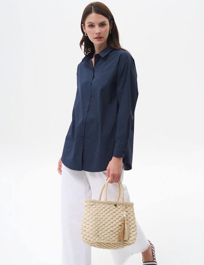 KAYRA Düğmeli Poplin Gömlek  11503 - Lacivert