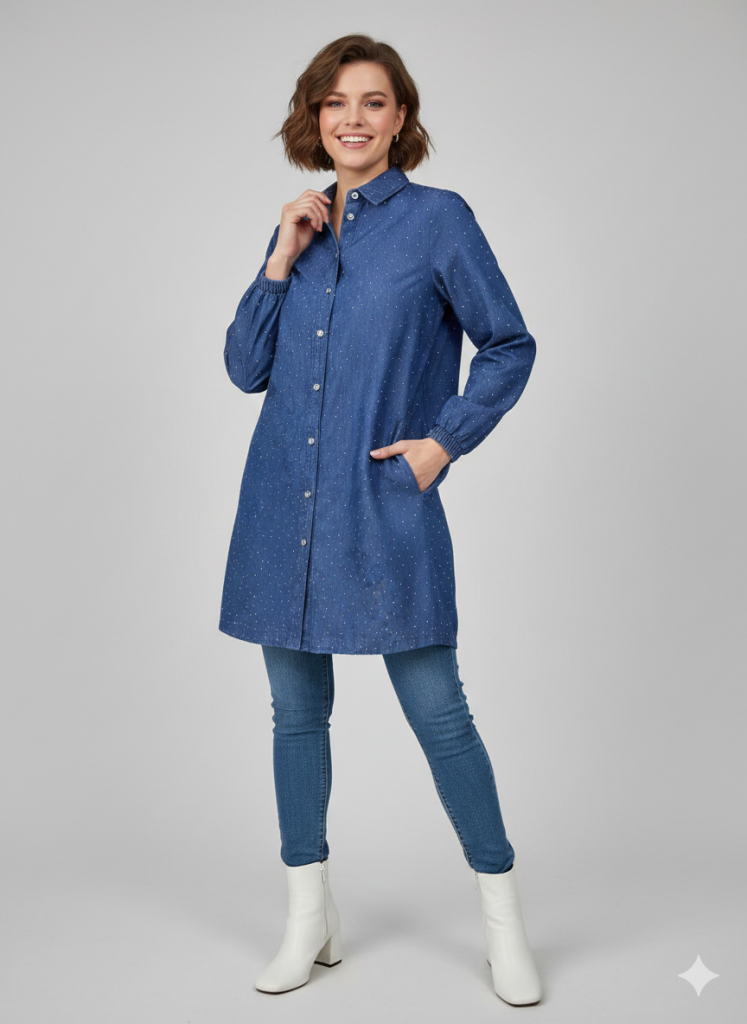 KAYRA Kolu Büzgülü Düğme Kapamalı Gömlek 71015