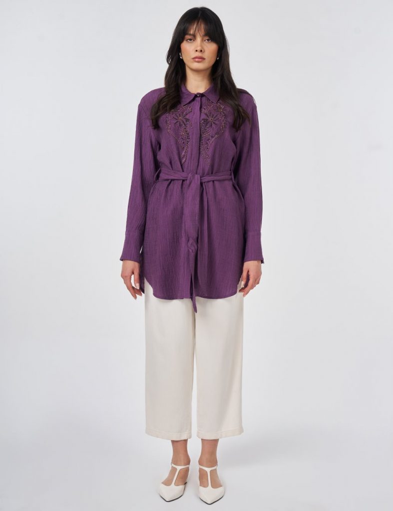 KAYRA Boncuk İşlemeli Lyocell Viskon Tunik 21030