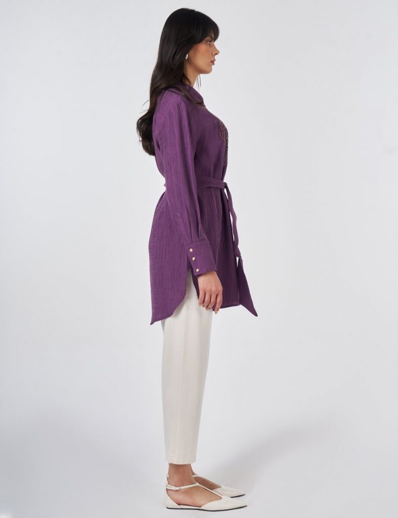 KAYRA Boncuk İşlemeli Lyocell Viskon Tunik 21030