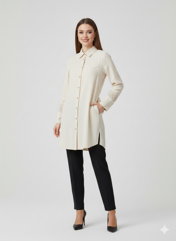 KAYRA Kolları İşleme Detaylı Tunik 81011