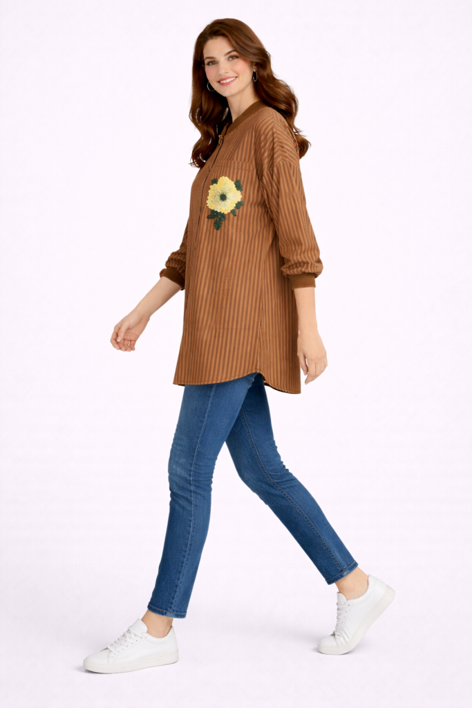KAYRA Cebi Çiçek Detaylı Tunik 81013