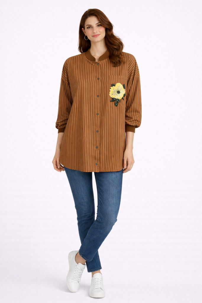 KAYRA Cebi Çiçek Detaylı Tunik 81013