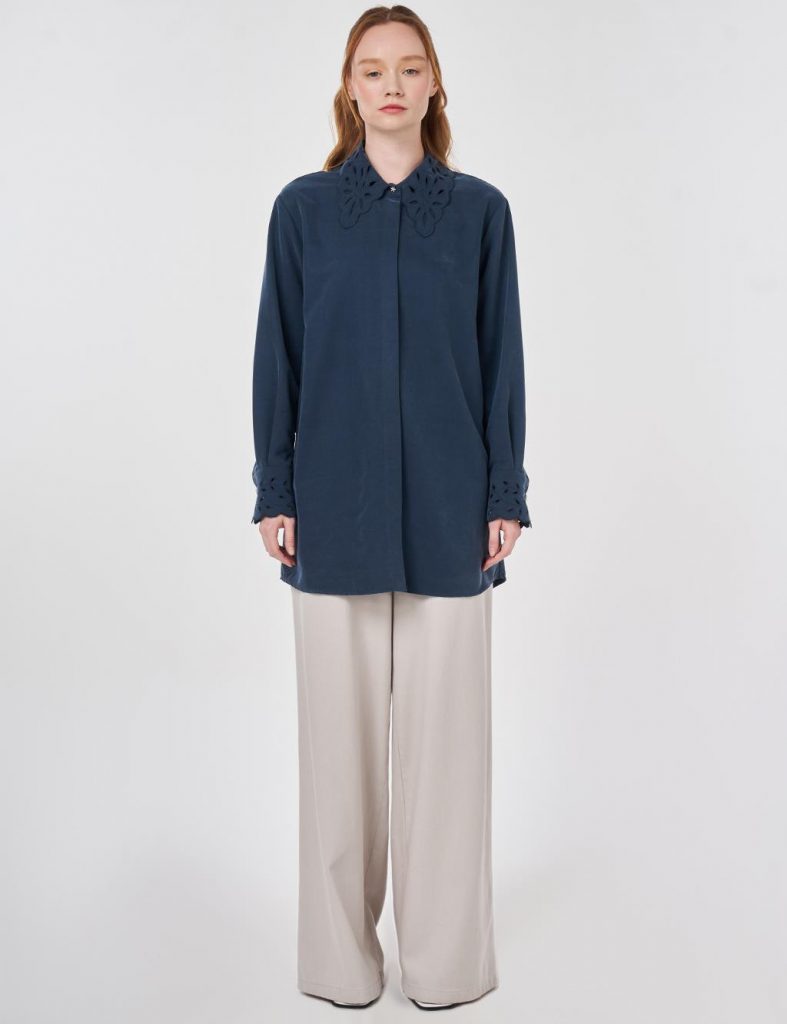 KAYRA Yaka ve Manşet Detaylı Modal Tunik 81019