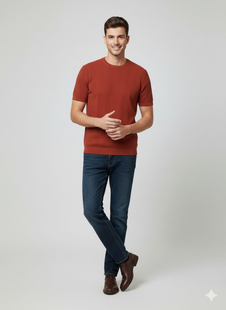 KİP Triko Yuvarlak Yaka T-shirt 10003 - KİREMİT