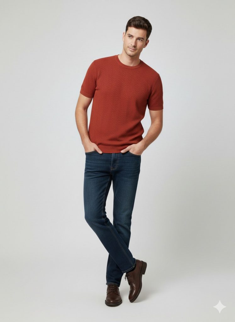 KİP Triko Yuvarlak Yaka T-shirt 10003 - KİREMİT