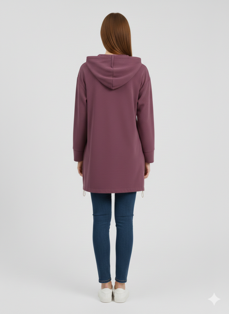 MASCARA Önü Bağcıklı Kapüşonlu Tunik 2116 - MÜRDÜM