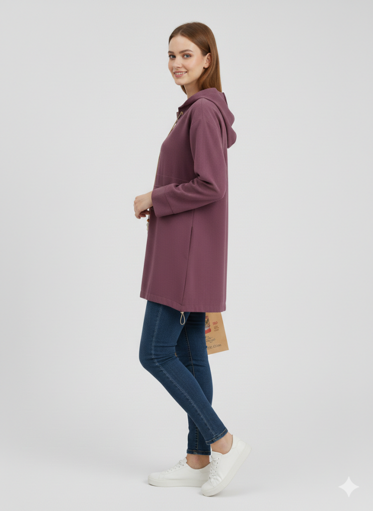 MASCARA Önü Bağcıklı Kapüşonlu Tunik 2116 - MÜRDÜM