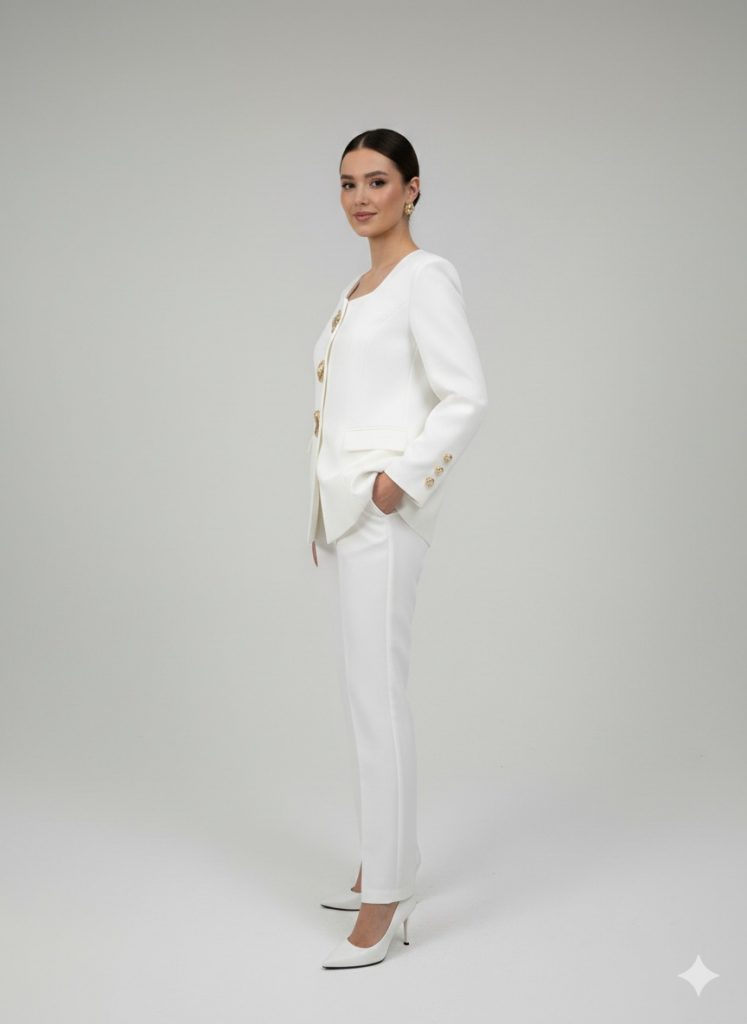 MODAİLGİ Kare Yaka Uzun Kol Ceket 75014 - EKRU