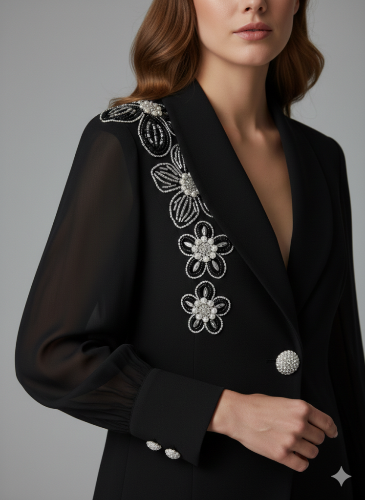 MODAİLGİ Kolları Tül Taş İşlemeli Ceket 75021