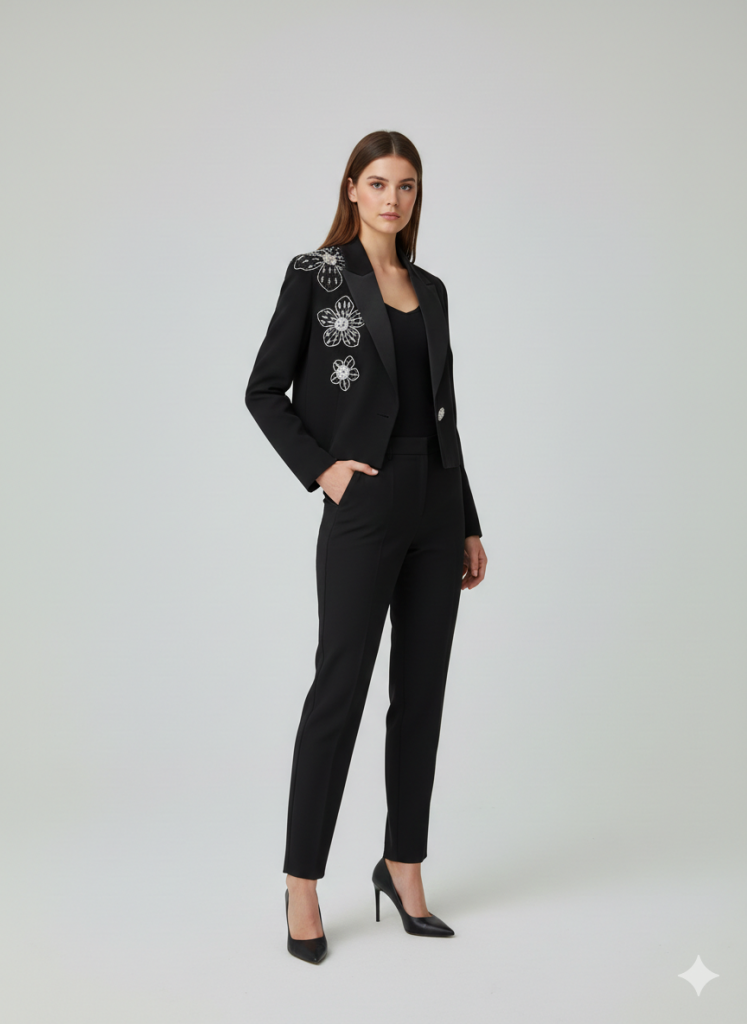 MODAİLGİ Taş İşlemeli Ceket 75022 - Siyah