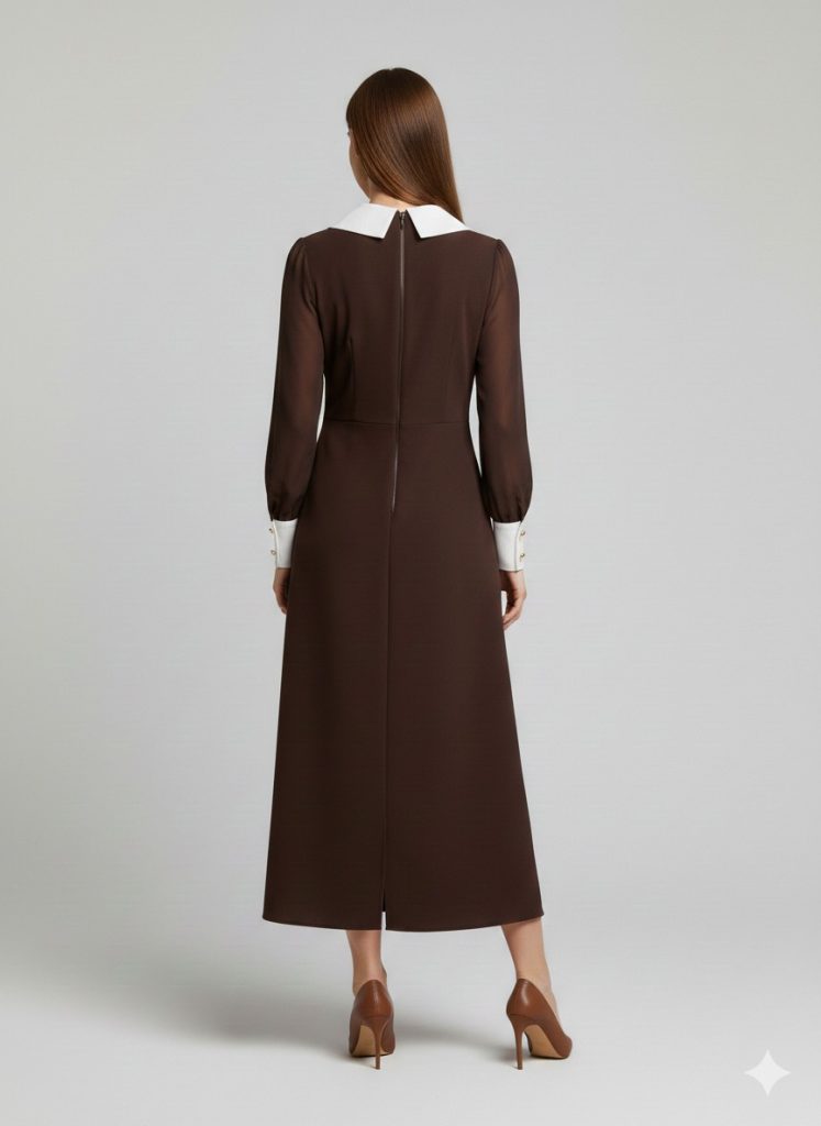 MODAİLGİ Önlük Yaka Kolları Şifon Kloş Elbise  60014