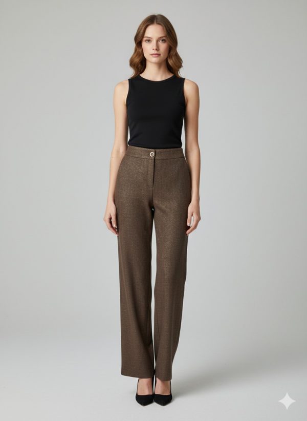 MODAİLGİ Simli Kumaş Bol Paça Pantolon 40099