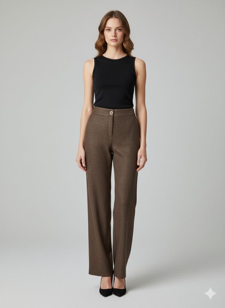 MODAİLGİ Simli Kumaş Bol Paça Pantolon 40099