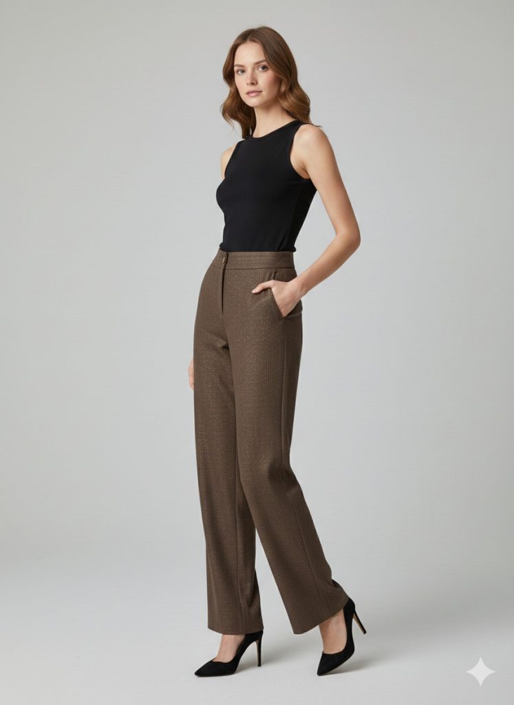 MODAİLGİ Simli Kumaş Bol Paça Pantolon 40099