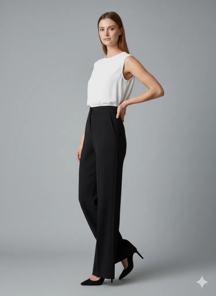 MODAİLGİ Cepsiz Klasik Bol Paça Pantolon 45021