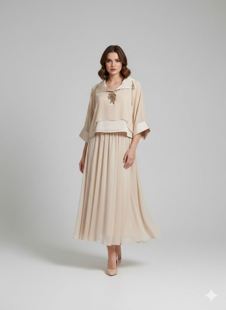 MY312 Yakası İşlemeli Etekli Takım 1645