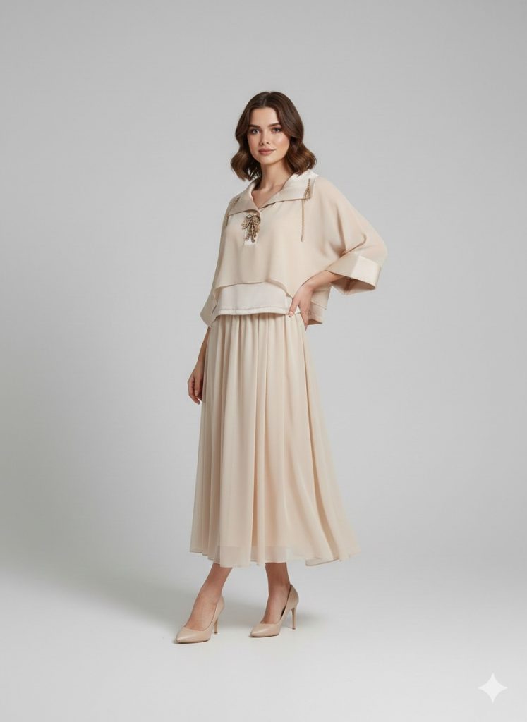 MY312 Yakası İşlemeli Etekli Takım 1645