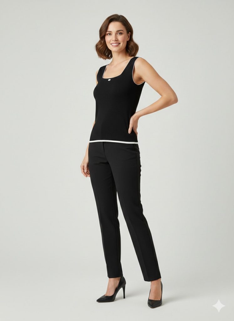 ON TRİKO Çizgi Detaylı Bluz 70334 - Siyah