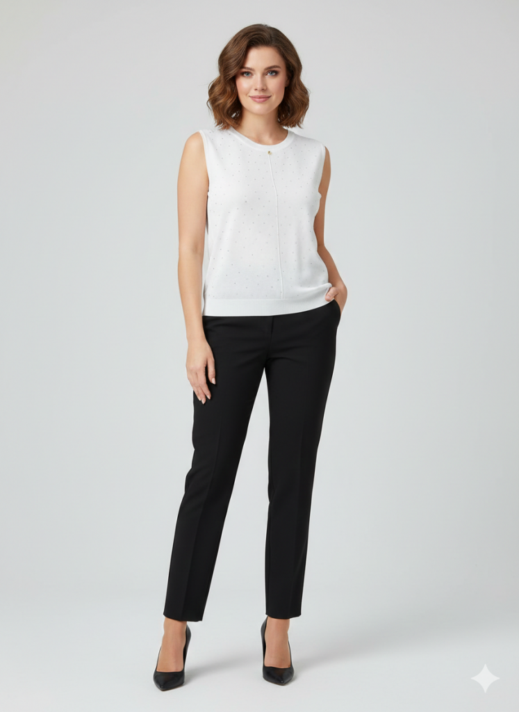 ON TRİKO Taş Detaylı Triko bluz 70336 - Beyaz