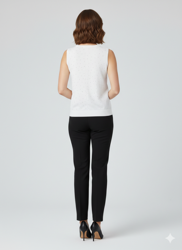 ON TRİKO Taş Detaylı Triko bluz 70336 - Beyaz