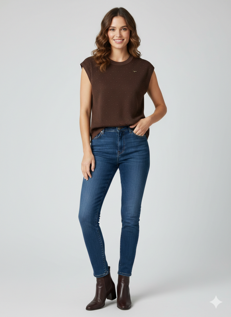 ON TRİKO Sıfır Yaka Triko Bluz 70352 - kahve