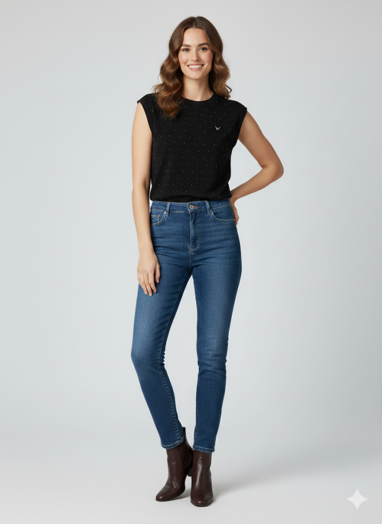 ON TRİKO Sıfır Yaka Triko Bluz 70352 - Siyah