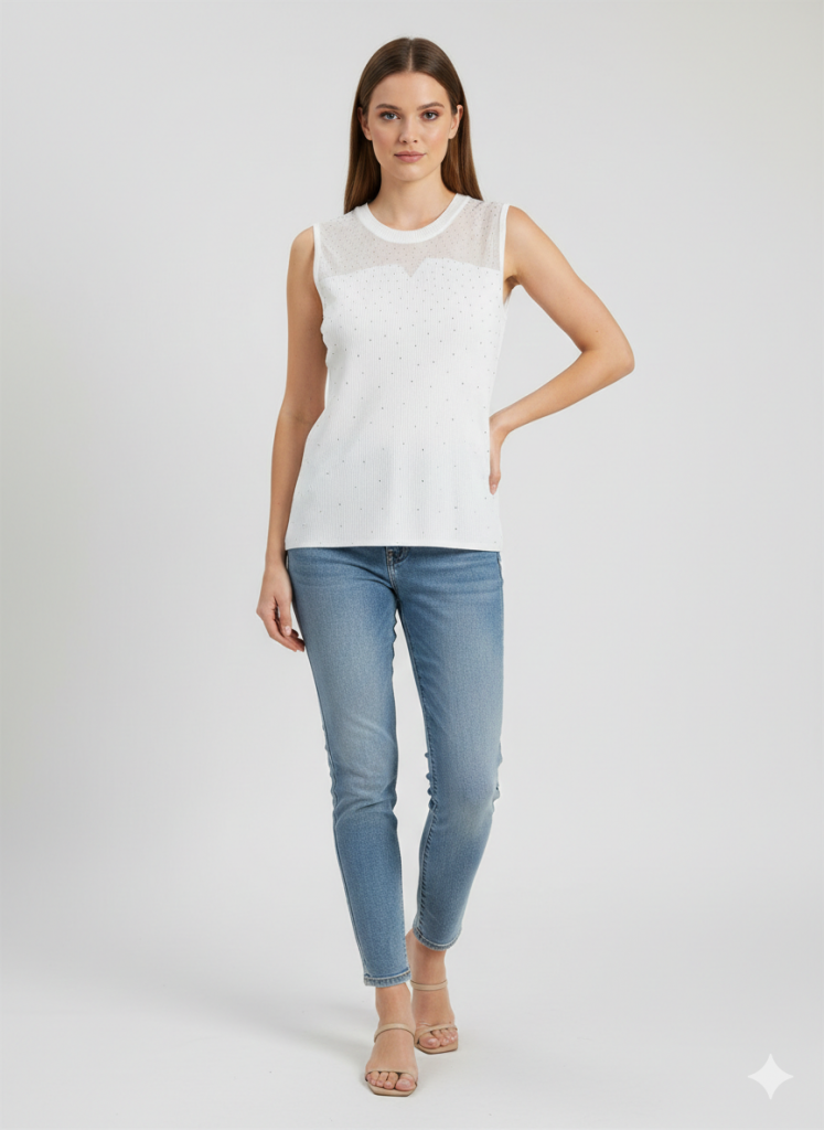 ON TRİKO Taşlı Bluz 70354 - EKRU