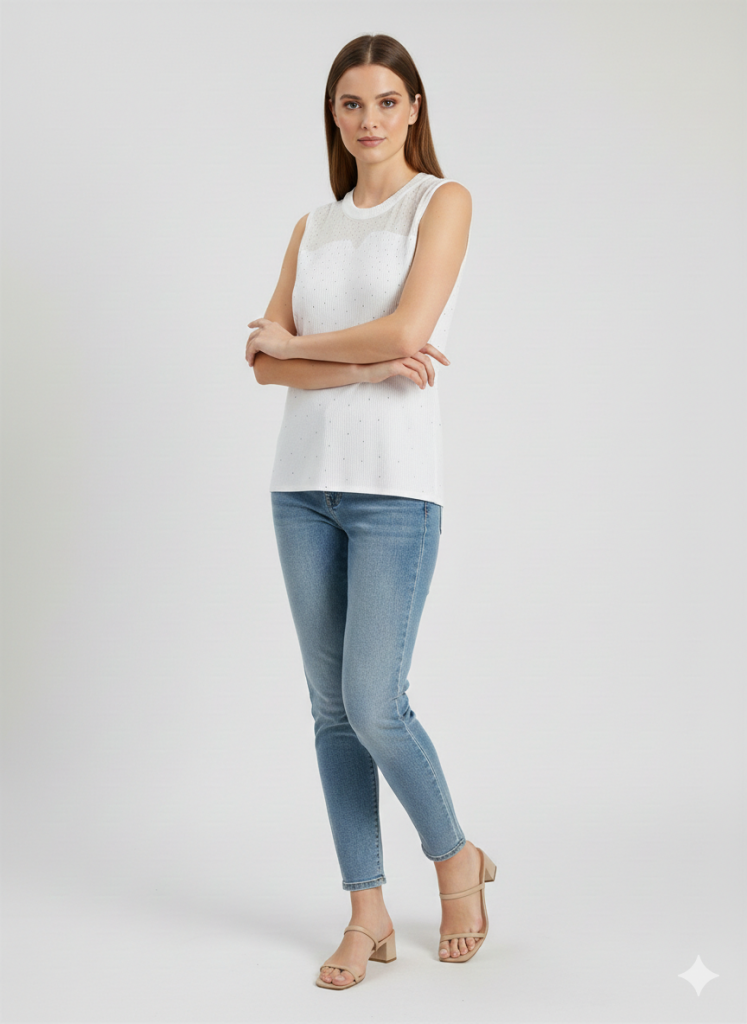 ON TRİKO Taşlı Bluz 70354 - EKRU