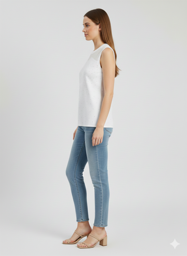 ON TRİKO Taşlı Bluz 70354 - EKRU