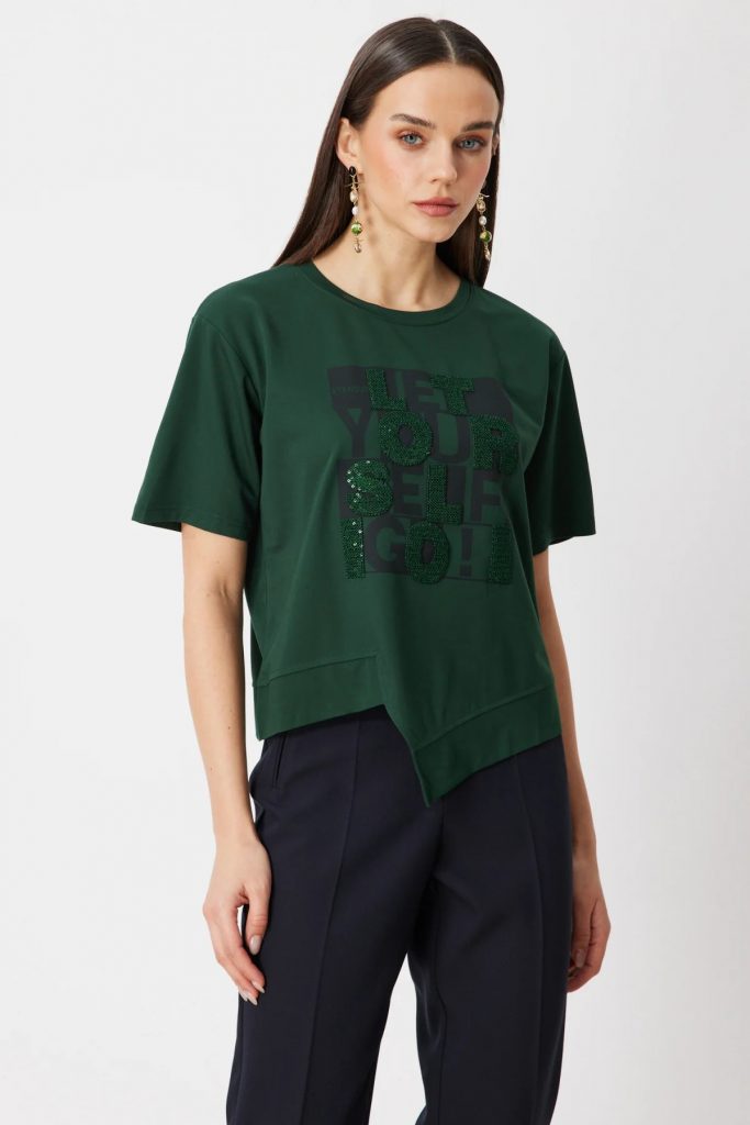 ON TRİKO Pul İşlemeli T-shirt 70416