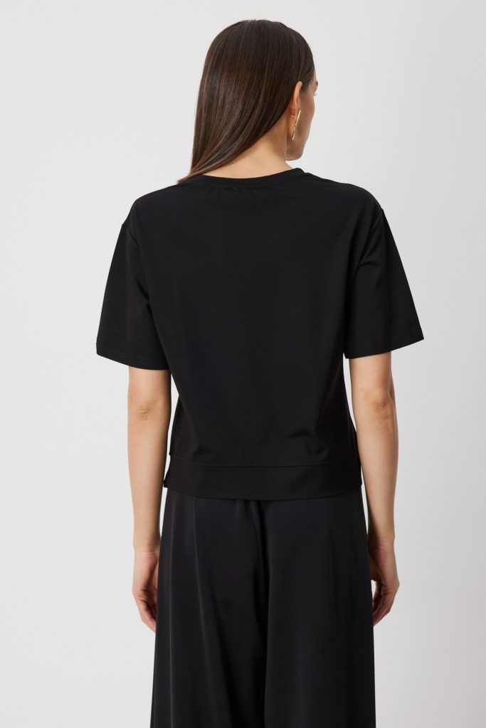 ON TRİKO Pul İşlemeli T-shirt 70416 - Siyah