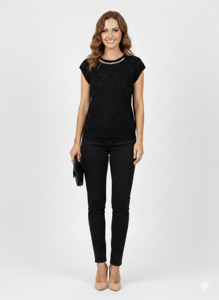 ON TRİKO Yakası Taşlı Bluz 70418